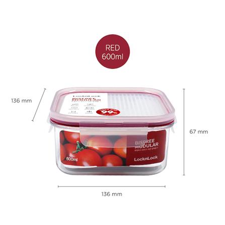 กล่องอาหาร LOCKNLOCK BISFREE 0.6 ลิตร สีแดง_2