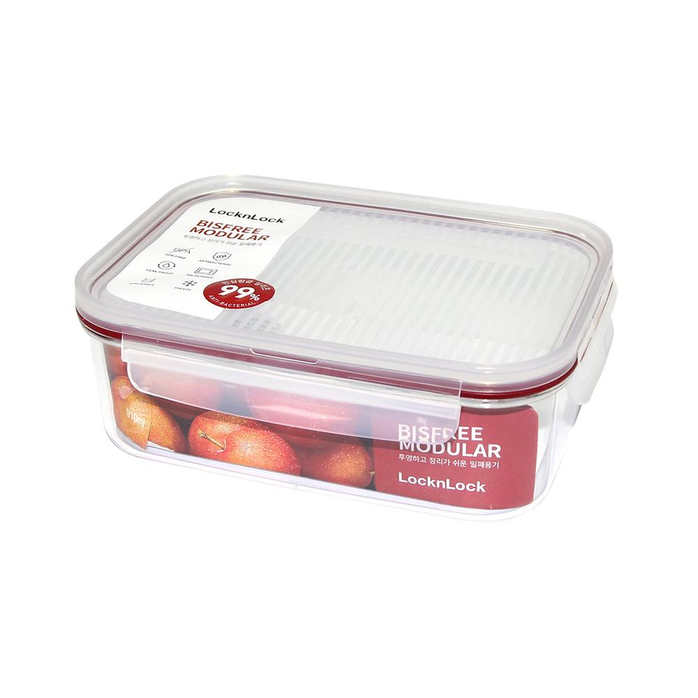 กล่องอาหาร LOCKNLOCK BISFREE 0.91 ลิตร สีแดง
