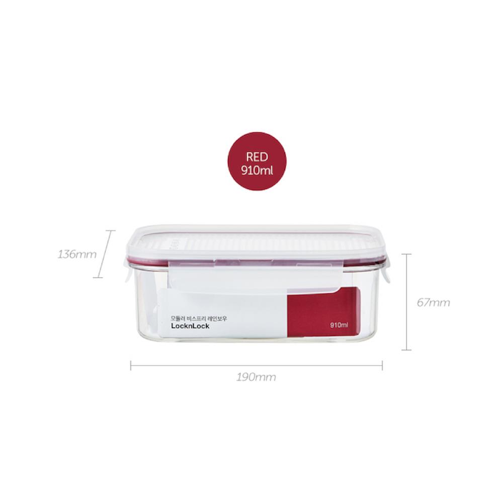 กล่องอาหาร LOCKNLOCK BISFREE 0.91 ลิตร สีแดง