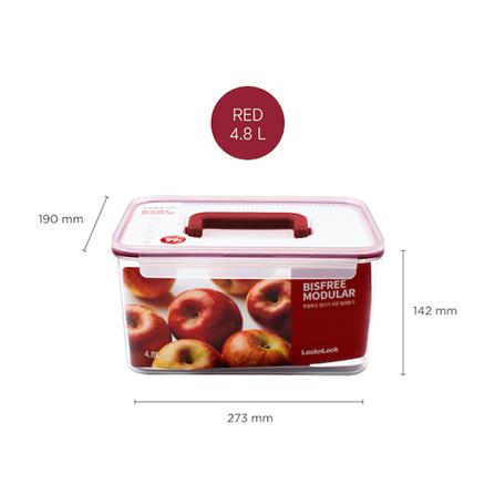กล่องอาหาร LOCKNLOCK BISFREE 4.8 ลิตร สีเเดง_2