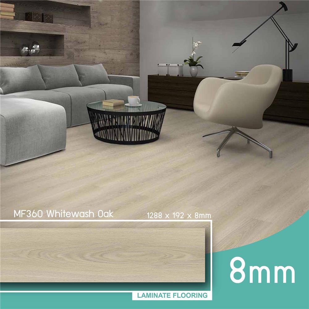 พื้นลามิเนต INOVAR FLOOR 8 มม. 1.98 ตร.ม. สี WHITEWASH OAK
