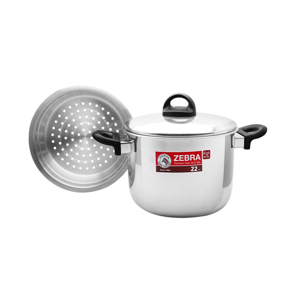 ชุดหม้อนึ่ง 22 ซม. และหม้อด้าม 16 ซม. ZEBRA TIGER 6 ชิ้น