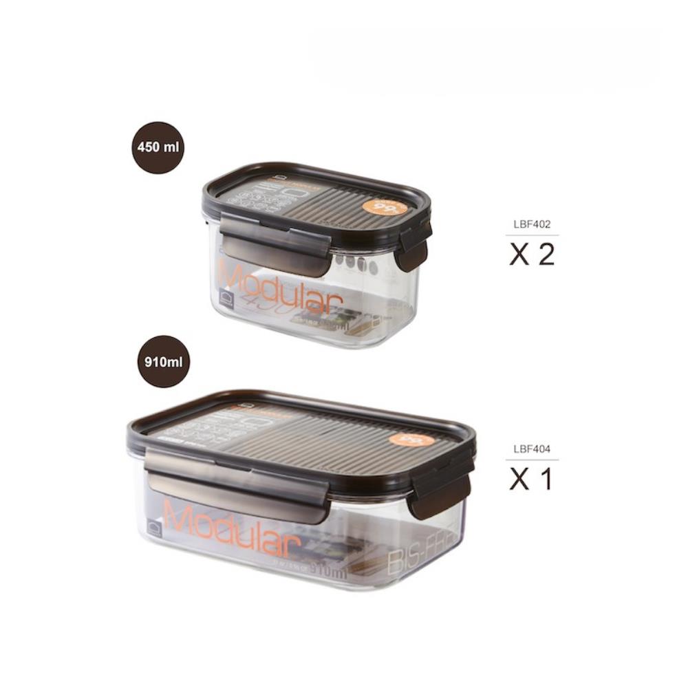 ชุดกล่องอาหาร LOCKNLOCK BISFREE MODULAR สีดำ 3 ชิ้น