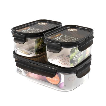 ชุดกล่องอาหาร LOCKNLOCK BISFREE MODULAR สีดำ 3 ชิ้น_0