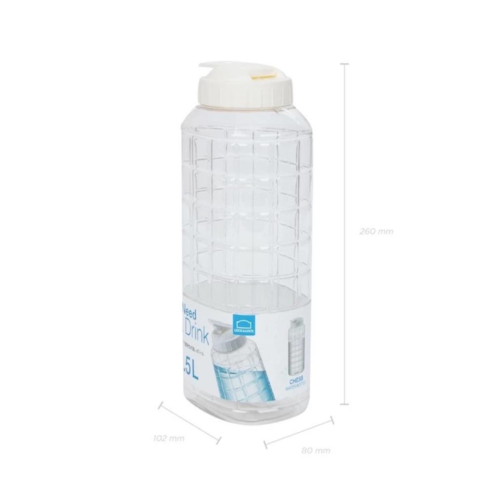 ขวดน้ำพลาสติก PET LOCKNLOCK 1.5 ลิตร แพ็ก 3 ขวด สีขาว