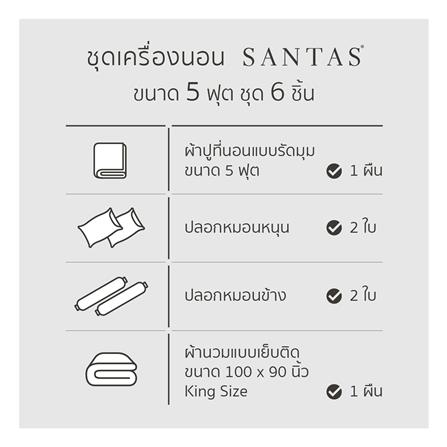 ชุดผ้าปูที่นอน 5 ฟุต 6 ชิ้น SANTAS COTTON USA SENSE BR_6