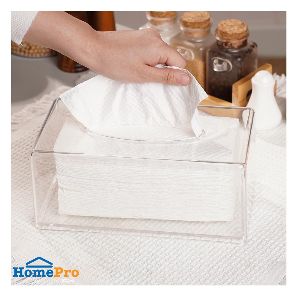 กล่องทิชชู่แผ่น PS KECH CLEAR SIZE L สีใส