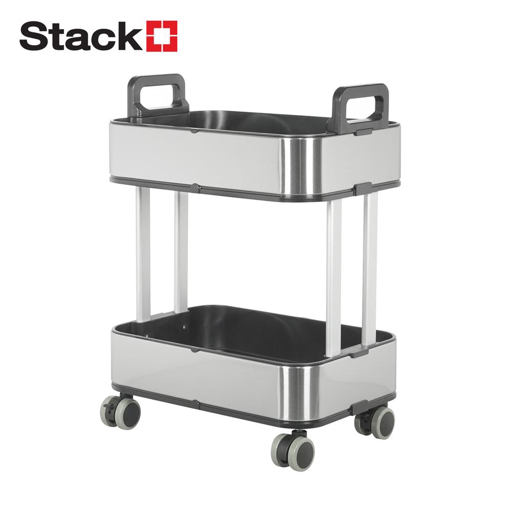 ชั้นวางของ 2 ชั้น มีล้อ STACKO LAVISH 37.7X26.9X54.1 ซม. สีเงิน_1