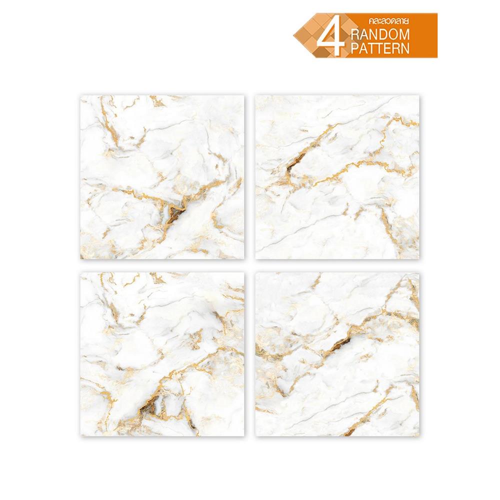 กระเบื้องพื้นพอร์ซเลน 100x100 ซม. TARA โกลด์ รูไทล์ ขาว PM 2 ตร.ม.