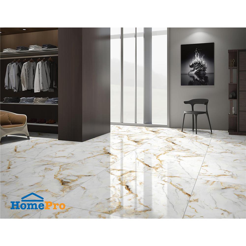 กระเบื้องพื้นพอร์ซเลน 100x100 ซม. TARA โกลด์ รูไทล์ ขาว PM 2 ตร.ม.