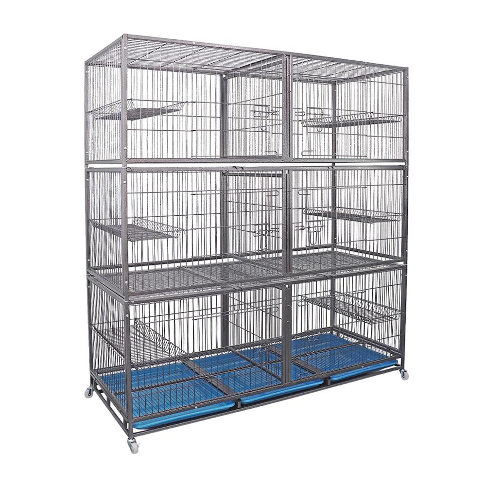 กรงแมวแยกห้อง PETUS 162X68X183 ซม. สีเทา