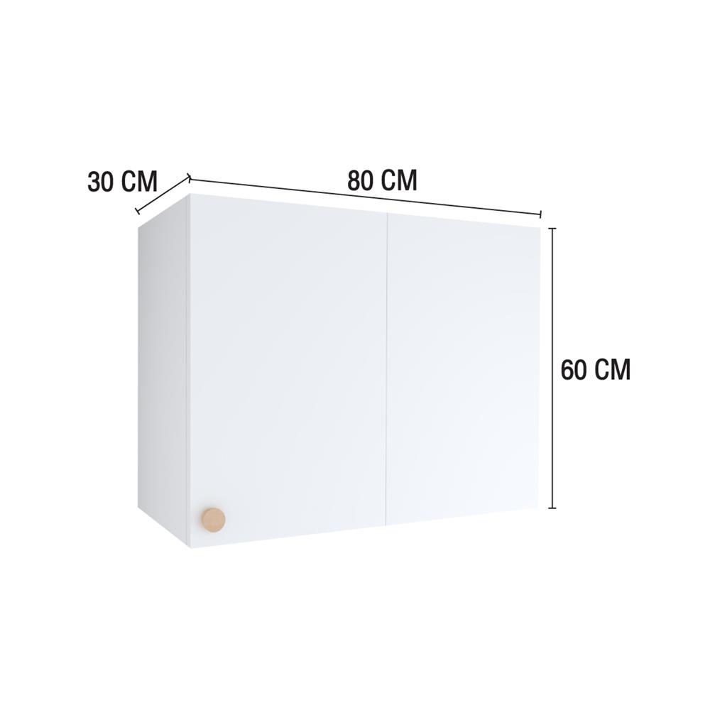 ตู้แขวนเข้ามุมขวา MJ DOT 80x60 ซม. สี WHITE