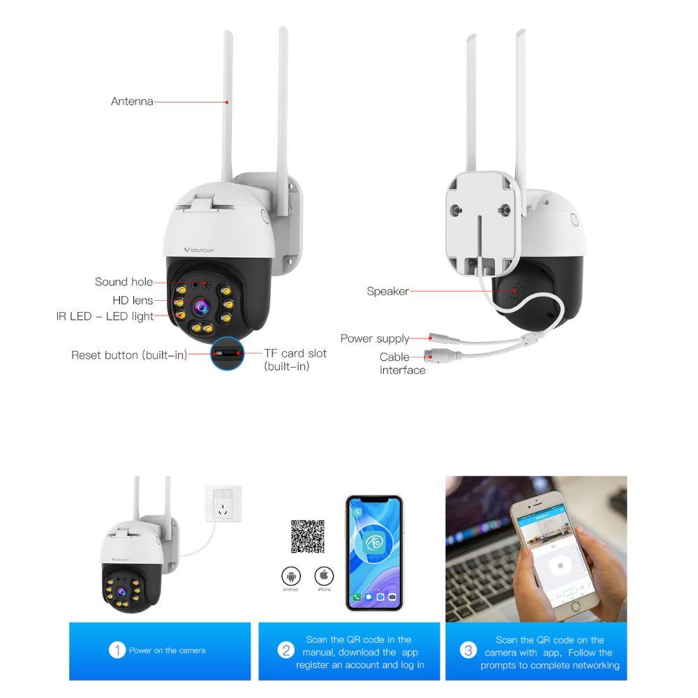 กล้องวงจรปิดภายนอก VSTARCAM CS64 3 ล้านพิกเซล