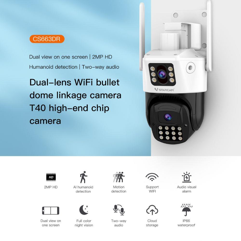 กล้องวงจรปิดภายนอก 2 เลนส์ VSTARCAM CS663DR 2 ล้านพิกเซล