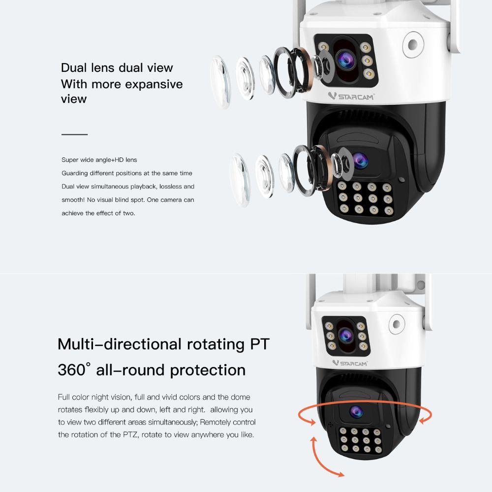 กล้องวงจรปิดภายนอก 2 เลนส์ VSTARCAM CS663DR 2 ล้านพิกเซล