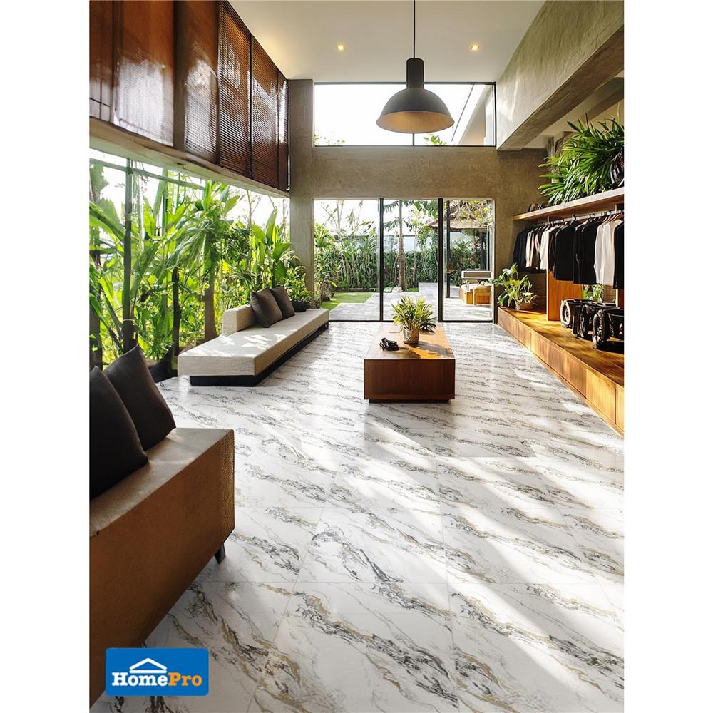 กระเบื้องพื้นพอร์ซเลน 100x100 ซม. TARA ซิลเวอร์ รูไทล์ เทา 2 ตร.ม.