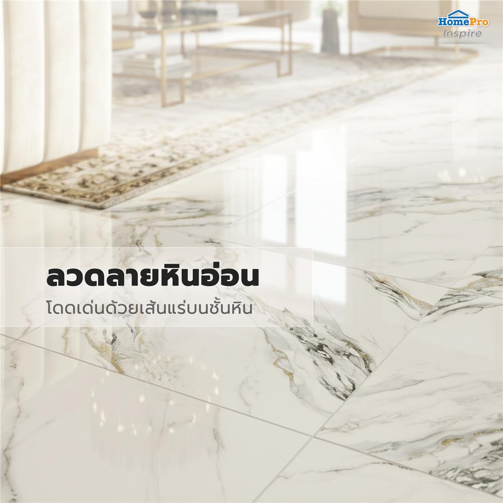 กระเบื้องพื้นพอร์ซเลน 100x100 ซม. TARA ซิลเวอร์ รูไทล์ เทา 2 ตร.ม.