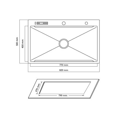 ซิงค์ฝัง 1 หลุม AXIA EXPERTISE 8250 SS สีเงิน_4