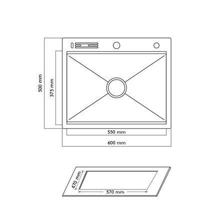 ซิงค์ฝัง 1 หลุม AXIA EXPERTISE 6050 SS เงิน_4