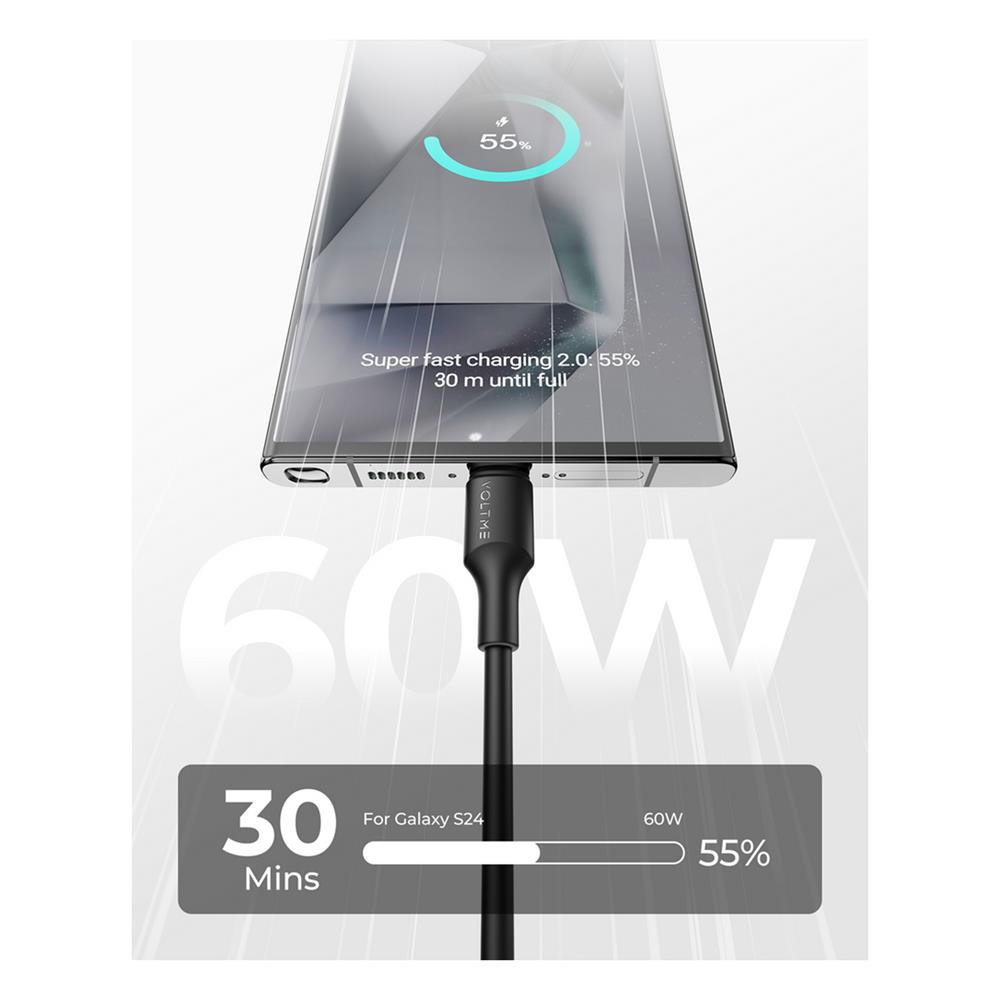 สายชาร์จ USB-C TO USB-C POWERLINK EDC C2280 2 เมตร สีดำ