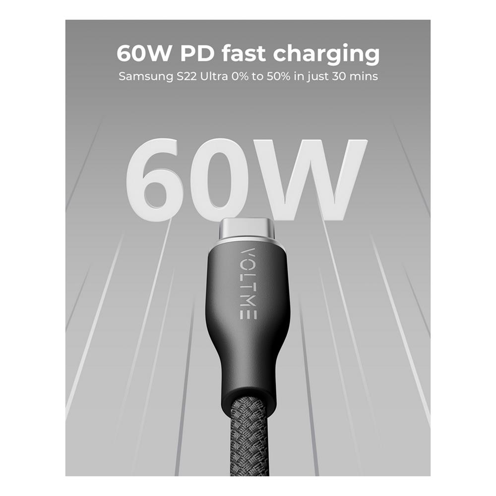 สายชาร์จ USB-A TO USB-C VOLTME POWERLINK RUGG C2041 1 เมตร สีดำ