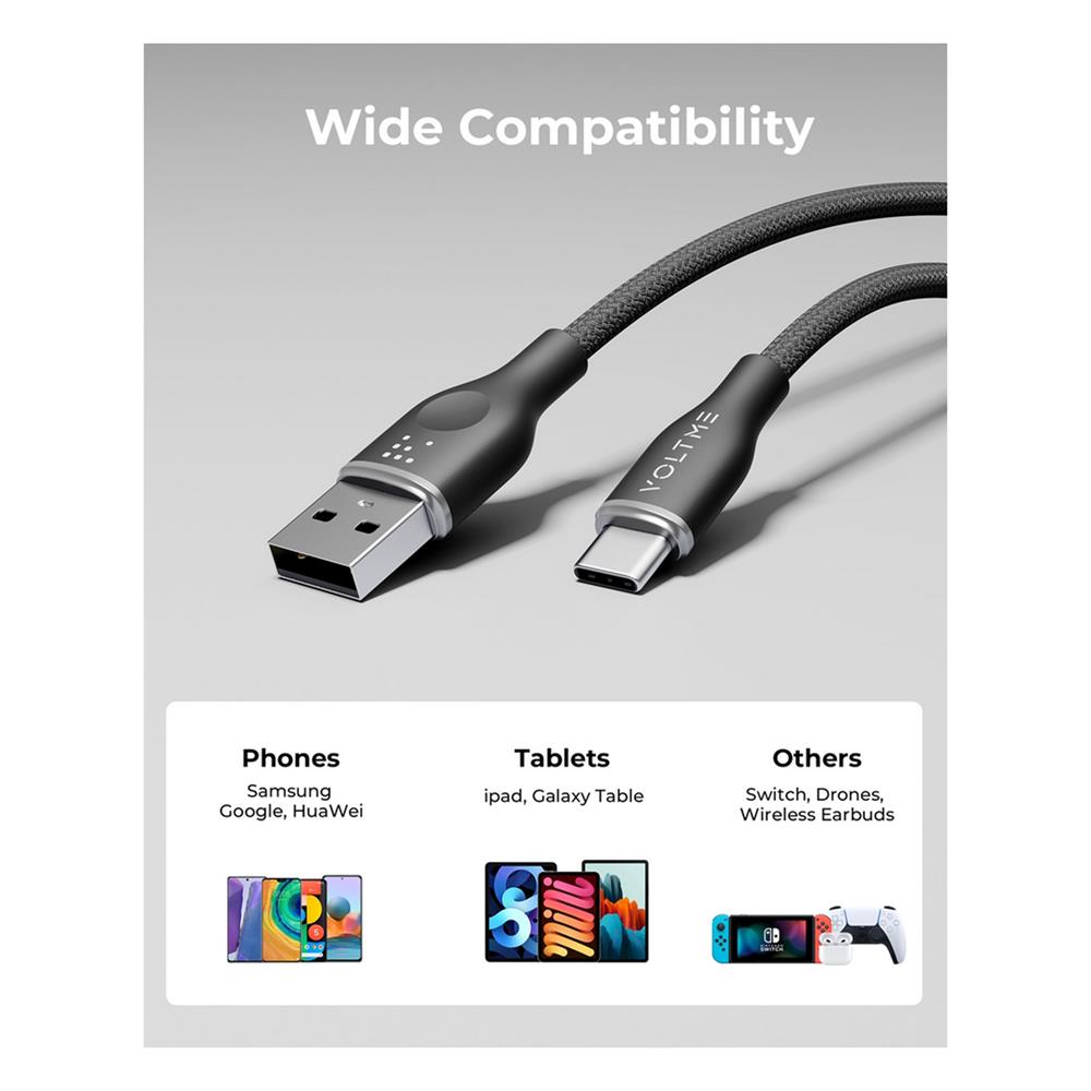 สายชาร์จ USB-A TO USB-C VOLTME POWERLINK RUGG C2041 1 เมตร สีดำ