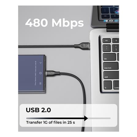 สายชาร์จ USB-A TO USB-C VOLTME POWERLINK RUGG C2041 1 เมตร สีดำ_3