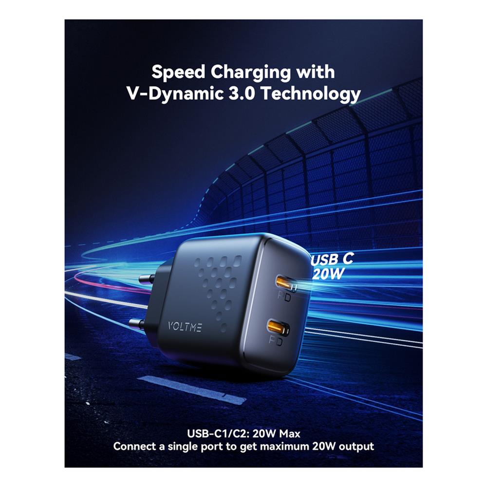 อะแดปเตอร์ TYPE C VOLTME REVO 20 DUO LITE V2019TH สีดำ