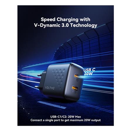 อะแดปเตอร์ TYPE C VOLTME REVO 20 DUO LITE V2019TH สีดำ_2