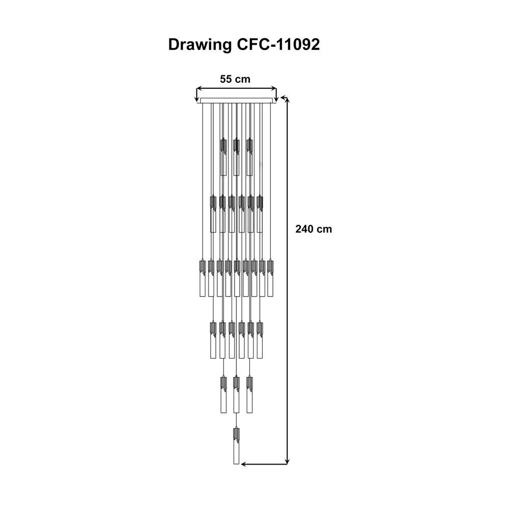 ไฟช่อ LED EVL CFC-11092 50 วัตต์ DAYLIGHT/COOL WHITE/WARM WHITE สีทอง/ใส 28 หัว