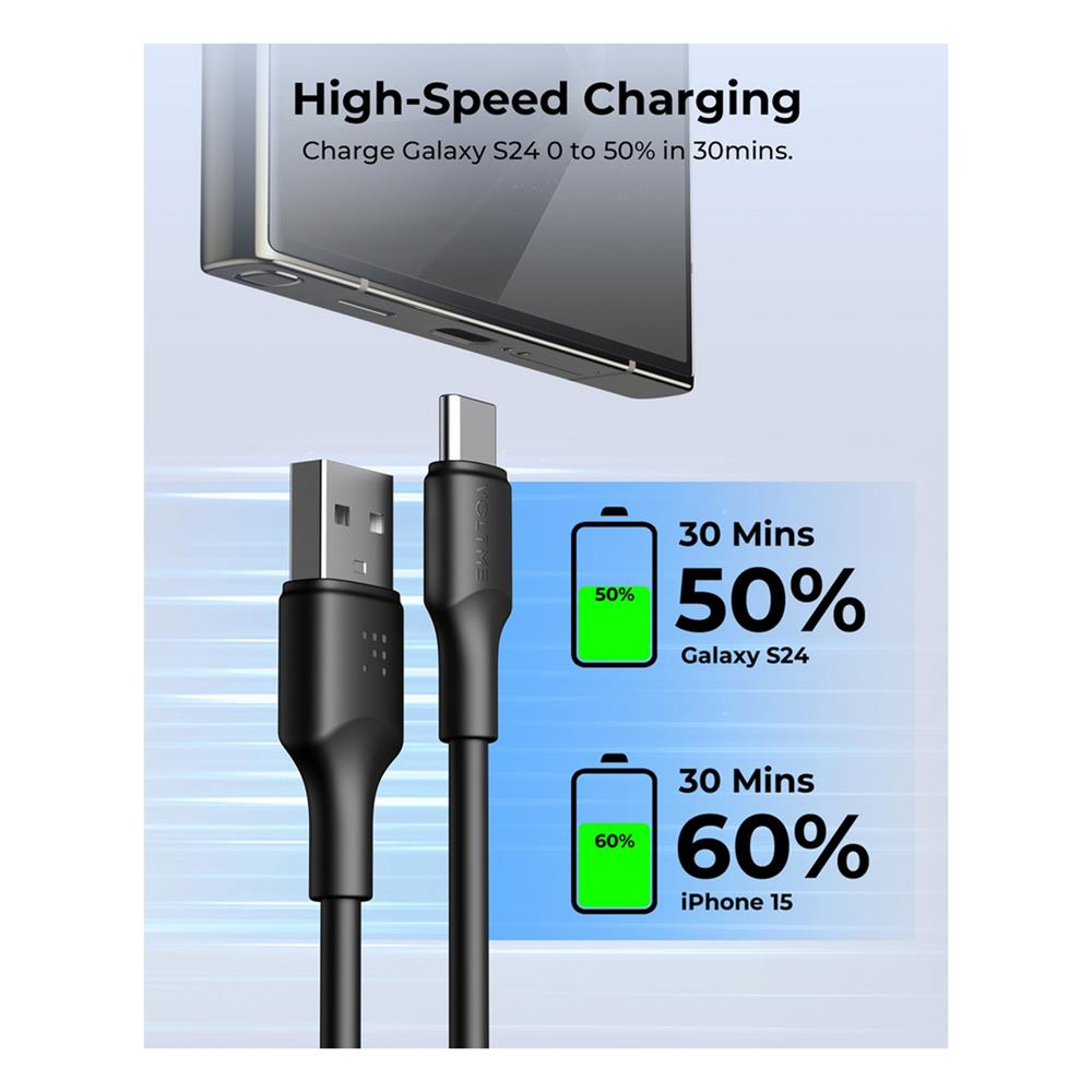 สายชาร์จ USB-A TO USB-C VOLTME POWERLINK EDC C2286 2 เมตร สีดำ