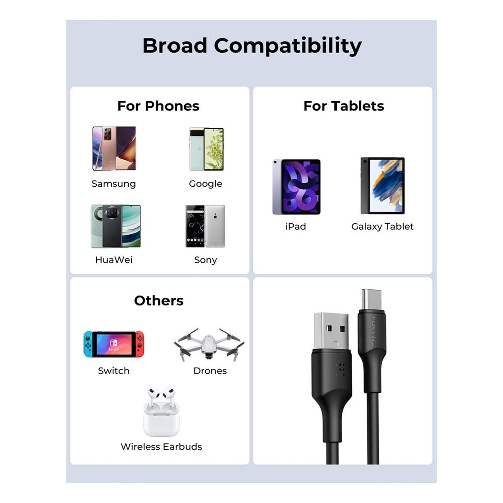 สายชาร์จ USB-A TO USB-C VOLTME POWERLINK EDC C2286 2 เมตร สีดำ