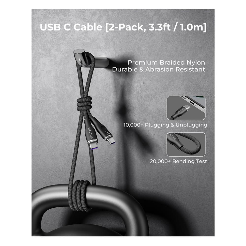 สายชาร์จ USB-C TO USB-C VOLTME POWERLINK RUGG C2057 1 เมตร สีดำ