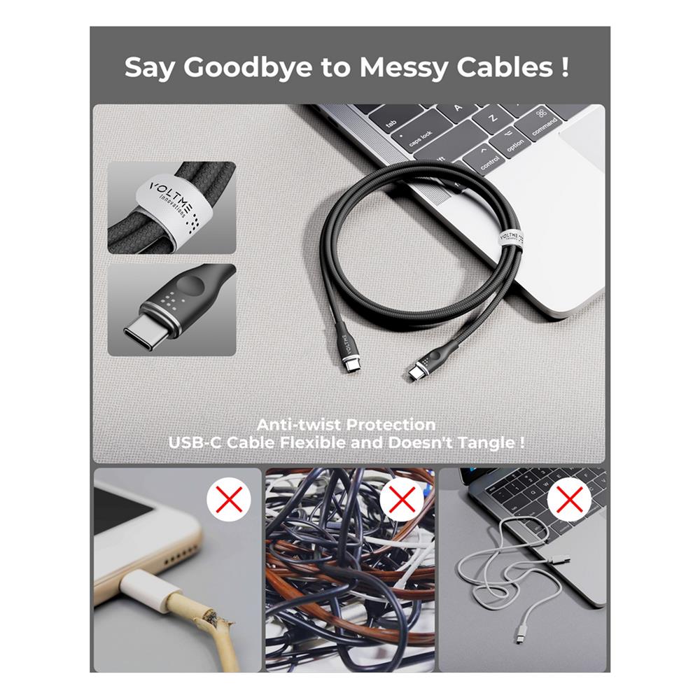 สายชาร์จ USB-C TO USB-C VOLTME POWERLINK RUGG C2057 1 เมตร สีดำ