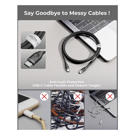 สายชาร์จ USB-C TO USB-C VOLTME POWERLINK RUGG C2057 1 เมตร สีดำ_5