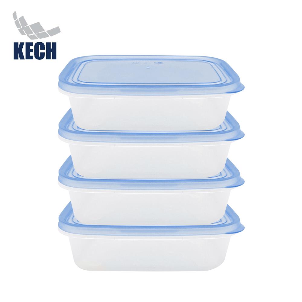 กล่องอาหารเหลี่ยม 0.6 ลิตร KECH NOLA สีฟ้า แพ็ก 4 ชิ้น_1