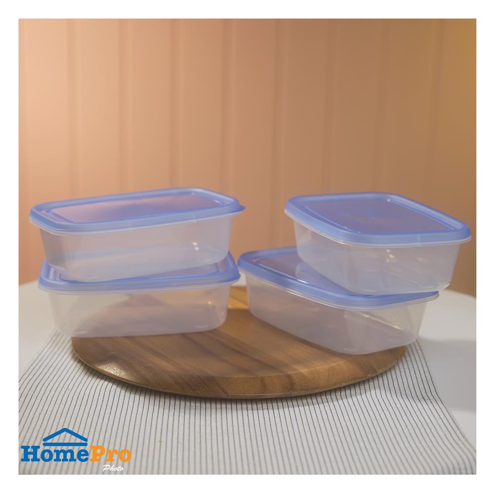 กล่องอาหารเหลี่ยม 0.6 ลิตร KECH NOLA สีฟ้า แพ็ก 4 ชิ้น