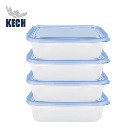 กล่องอาหารเหลี่ยม 0.6 ลิตร KECH NOLA สีฟ้า แพ็ก 4 ชิ้น_0