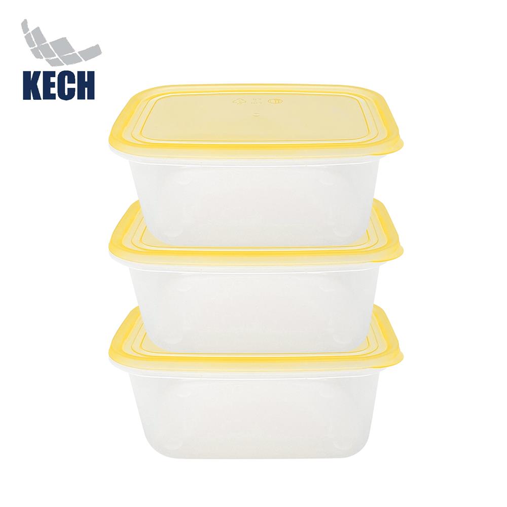 กล่องอาหารเหลี่ยม 1 ลิตร KECH NOLA สีเหลือง แพ็ก 3 ชิ้น_0