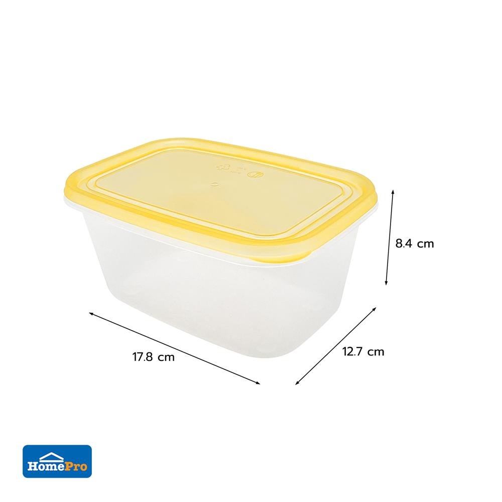 กล่องอาหารเหลี่ยม 1 ลิตร KECH NOLA สีเหลือง แพ็ก 3 ชิ้น