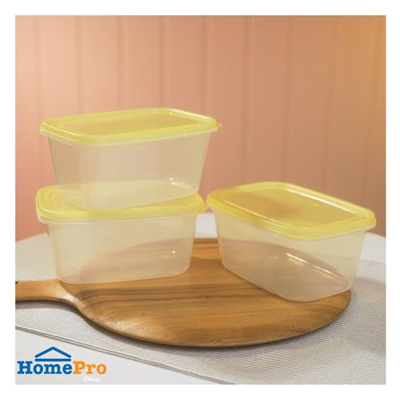 กล่องอาหารเหลี่ยม 1 ลิตร KECH NOLA สีเหลือง แพ็ก 3 ชิ้น_6