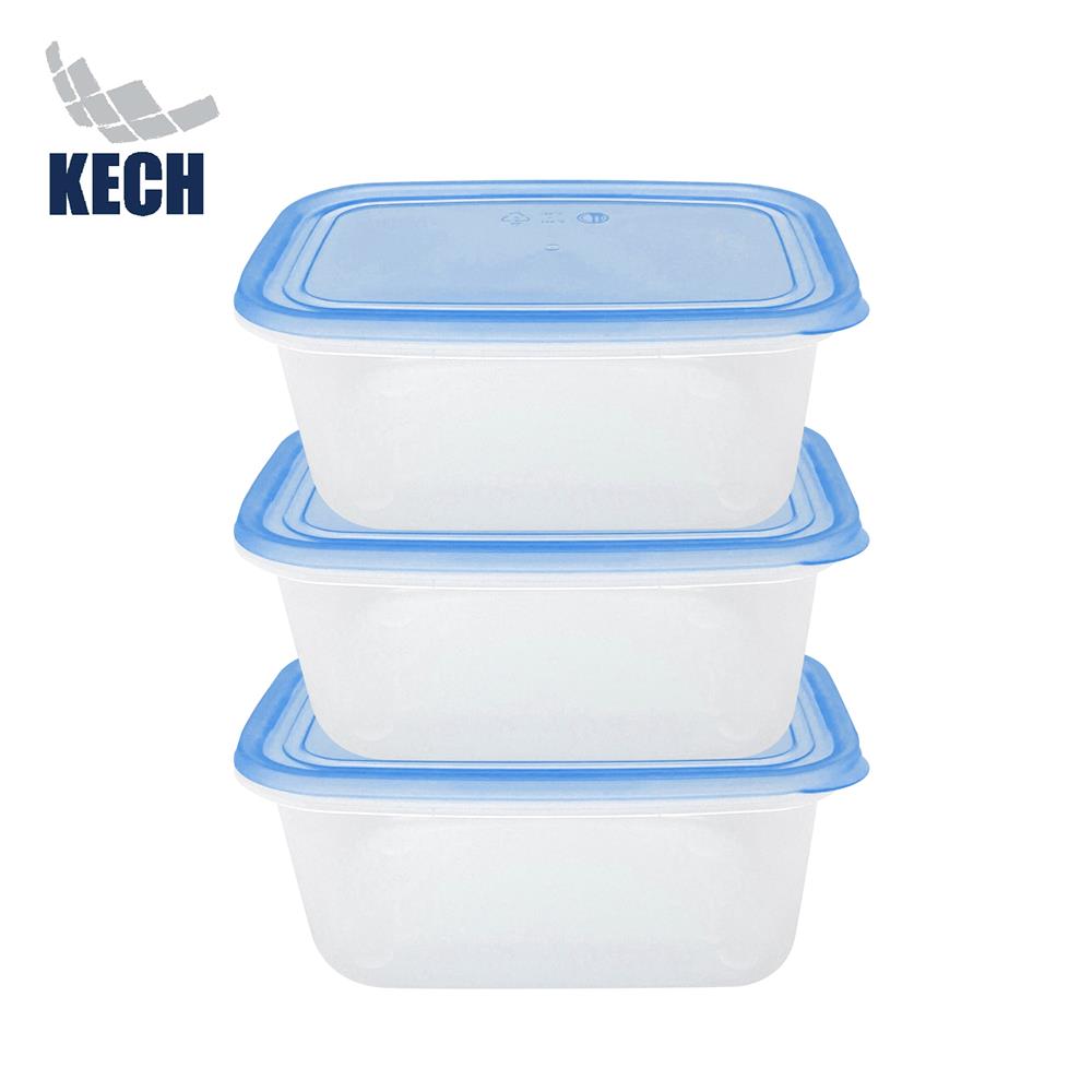 กล่องอาหารเหลี่ยม 1 ลิตร KECH NOLA สีฟ้า แพ็ก 3 ชิ้น_0