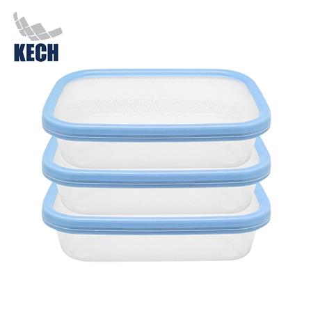 กล่องอาหารเหลี่ยม 0.8 ลิตร KECH NICE สีฟ้า แพ็ก 3 ชิ้น_0