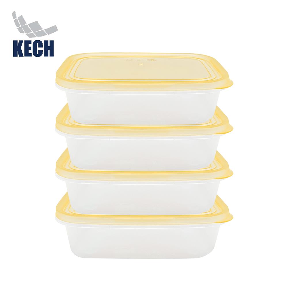 กล่องอาหารเหลี่ยม 0.6 ลิตร KECH NOLA สีเหลือง แพ็ก 4 ชิ้น_0