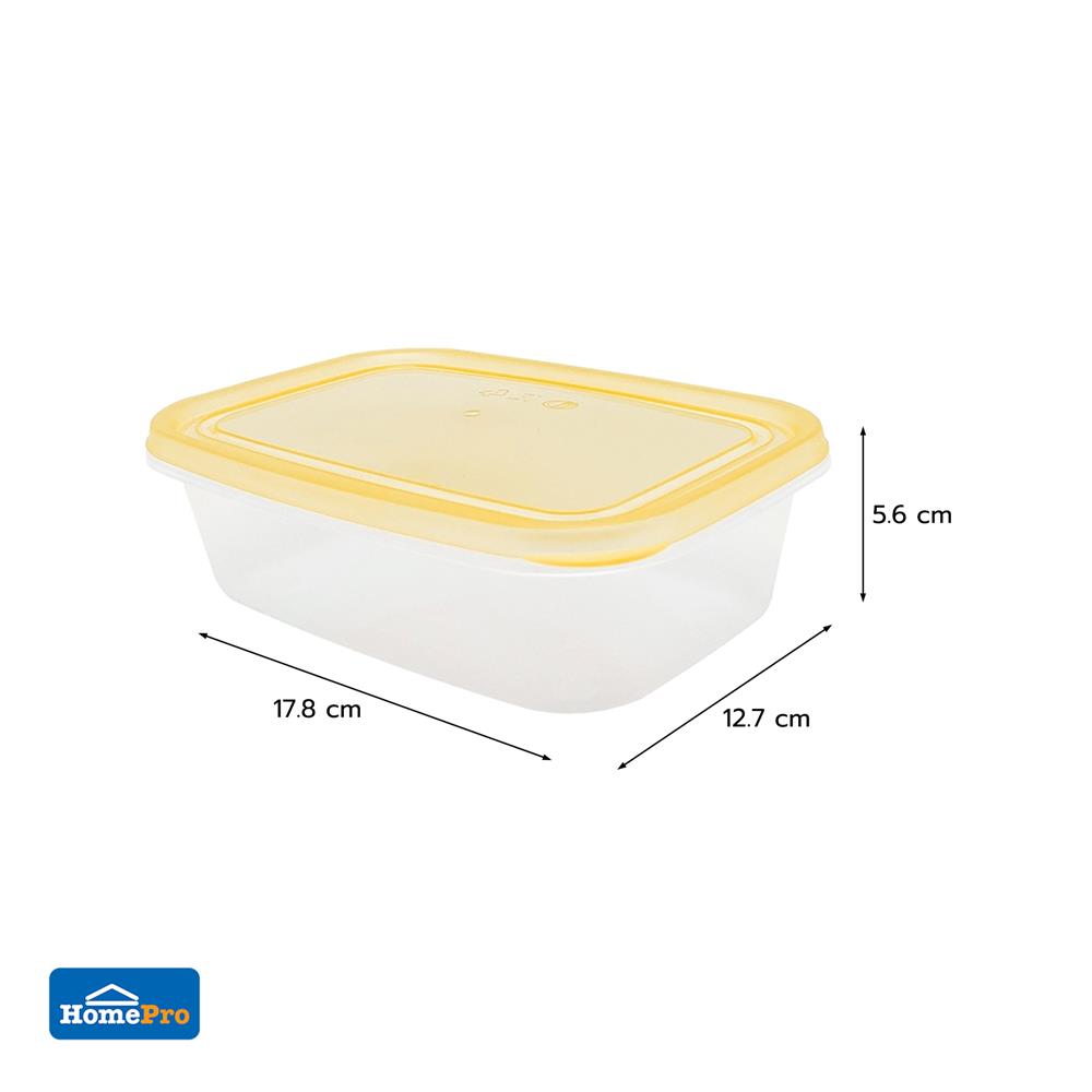 กล่องอาหารเหลี่ยม 0.6 ลิตร KECH NOLA สีเหลือง แพ็ก 4 ชิ้น