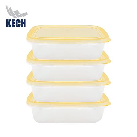 กล่องอาหารเหลี่ยม 0.6 ลิตร KECH NOLA สีเหลือง แพ็ก 4 ชิ้น_1