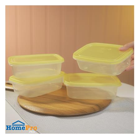 กล่องอาหารเหลี่ยม 0.6 ลิตร KECH NOLA สีเหลือง แพ็ก 4 ชิ้น_6