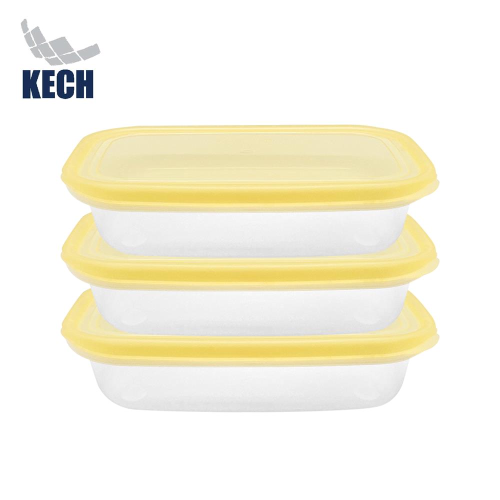 กล่องอาหารเหลี่ยม 0.8 ลิตร KECH NOLA สีเหลือง แพ็ก 3 ชิ้น_0
