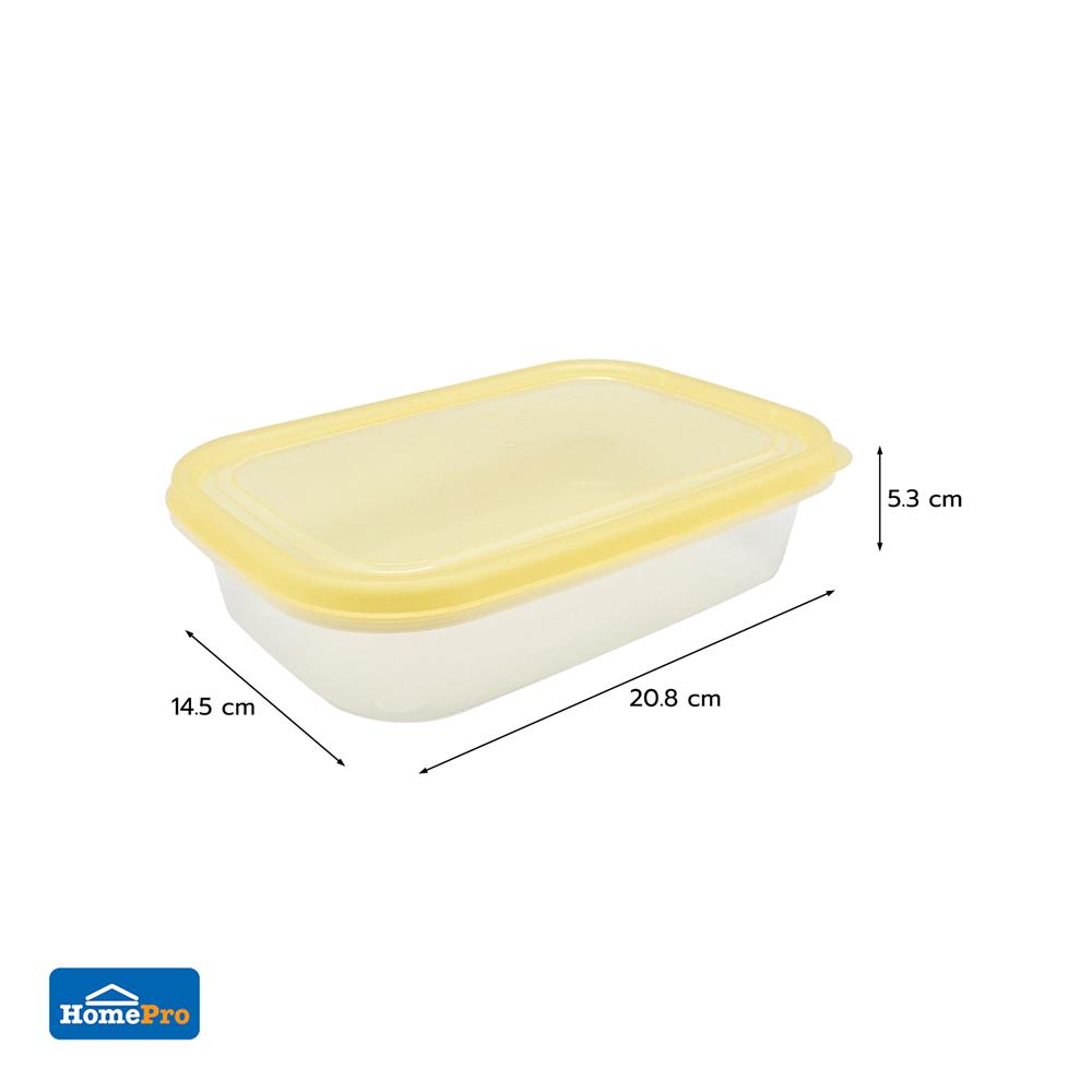 กล่องอาหารเหลี่ยม 0.8 ลิตร KECH NOLA สีเหลือง แพ็ก 3 ชิ้น