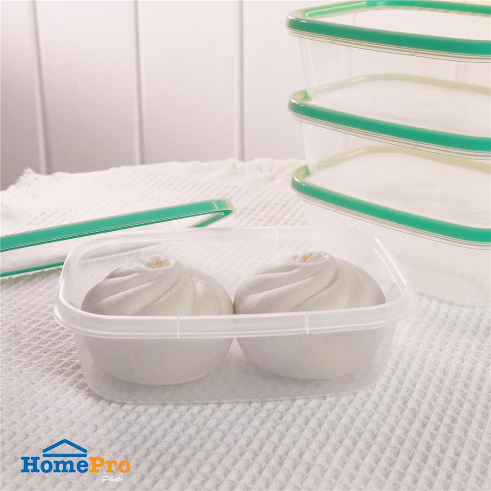 กล่องอาหารเหลี่ยม 0.6 ลิตร KECH NICE สีเขียว แพ็ก 4 ชิ้น